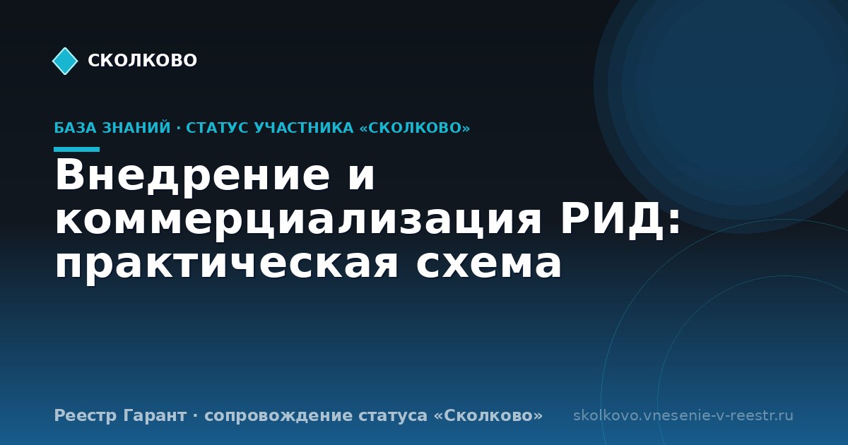 Внедрение и коммерциализация РИД: практическая схема